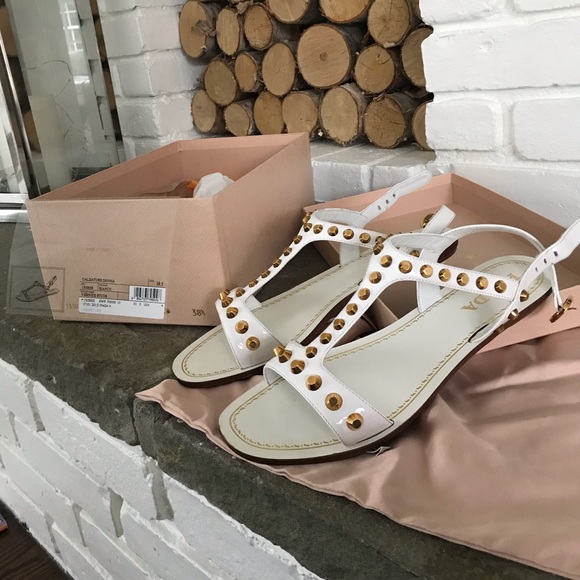 Prada studded gladiator Sandals white size 38.5 - Picture 4 of 7